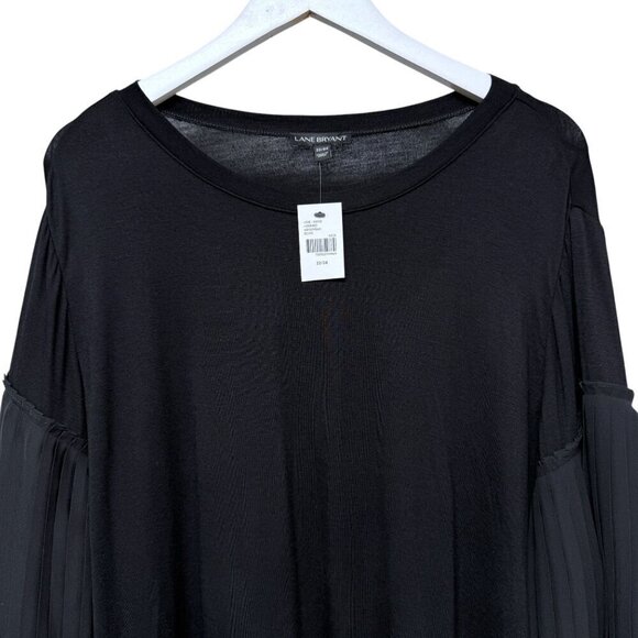 LANE BRYANT Womens Top Plus Size 22/24 Sheer Pleat Flowy Sleeves Tee NWT - Picture 2 of 9